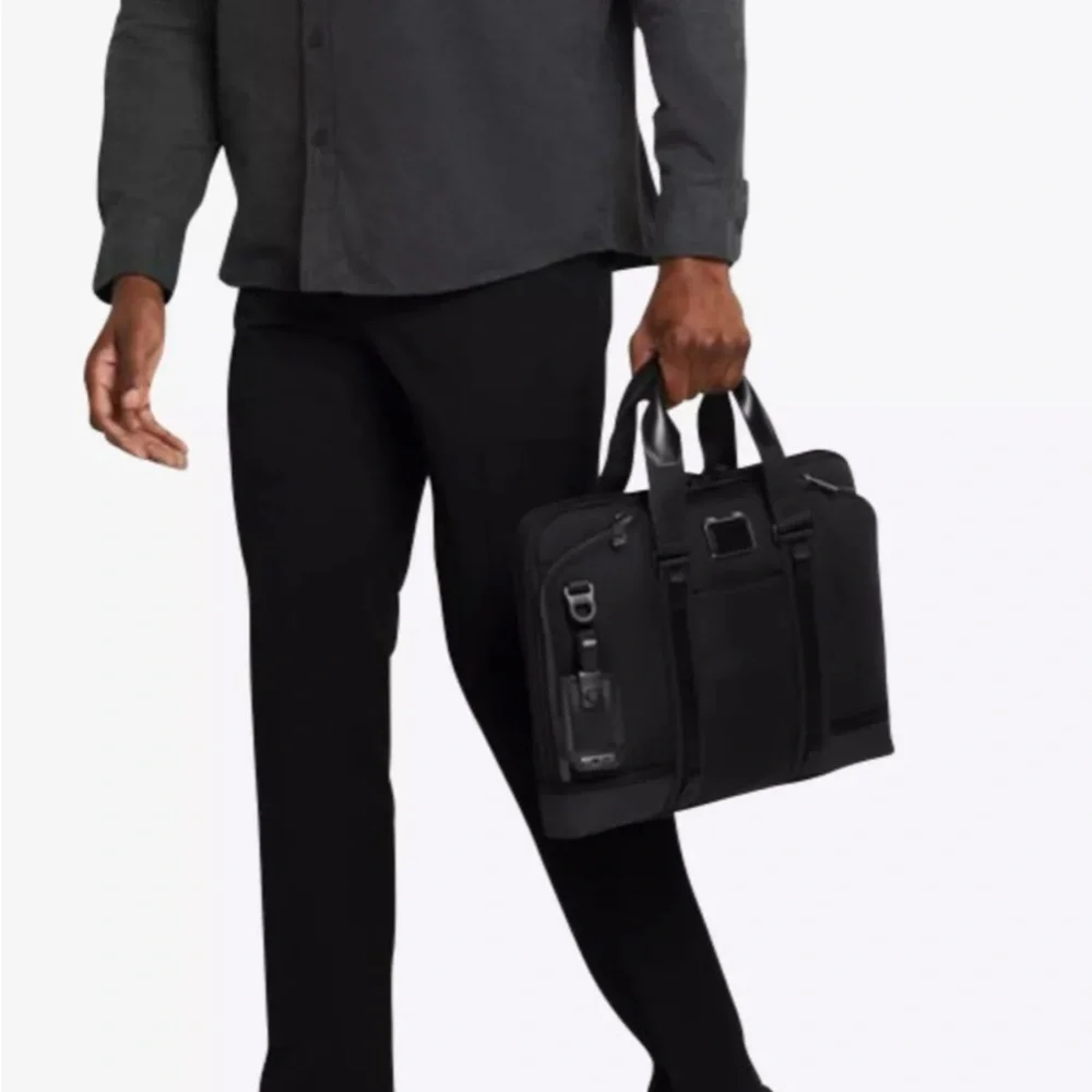Tumi Black Nylon Laptop Briefcase with Front Zip Pocket